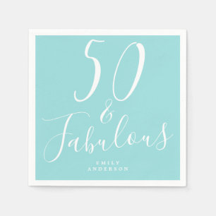 Serviette En Papier Chic 50 Fabuleux bleu 50e anniversaire