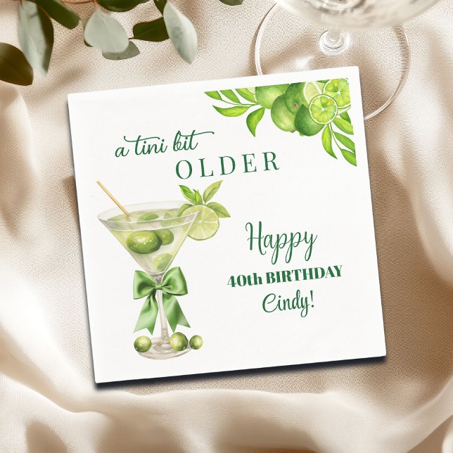 Serviette En Papier Chic A Tini Bit Older Lime Martini 40th Birthday (Créateur téléchargé)