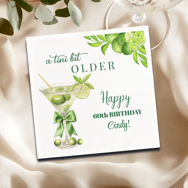 Serviette En Papier Chic A Tini Bit Older Lime Martini 60th Birthday (Créateur téléchargé)