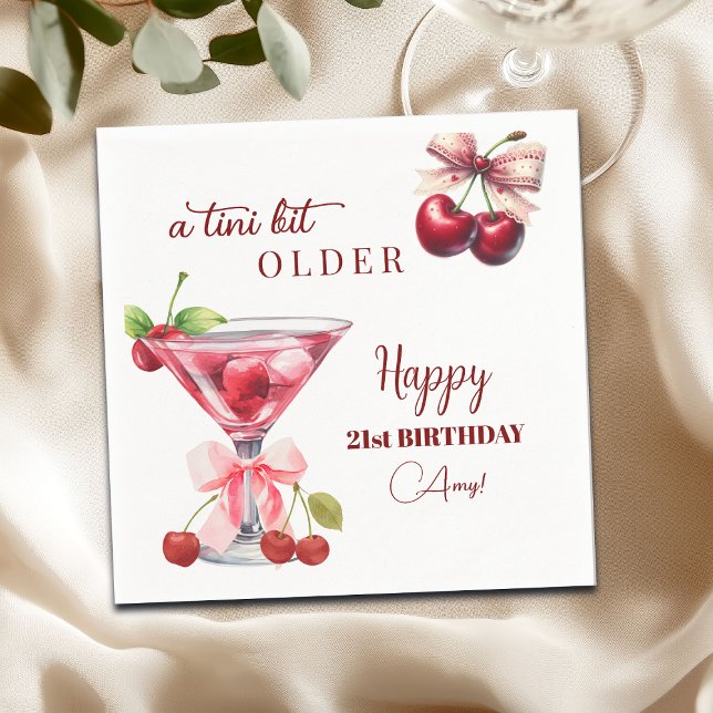 Serviette En Papier Chic A Tini Bit Plus Vieux Cherry Martini 21e Anni (Créateur téléchargé)