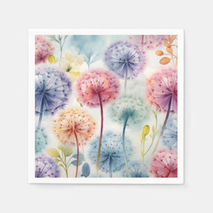 Serviette En Papier Chic aquarelle Dandelions motif floral