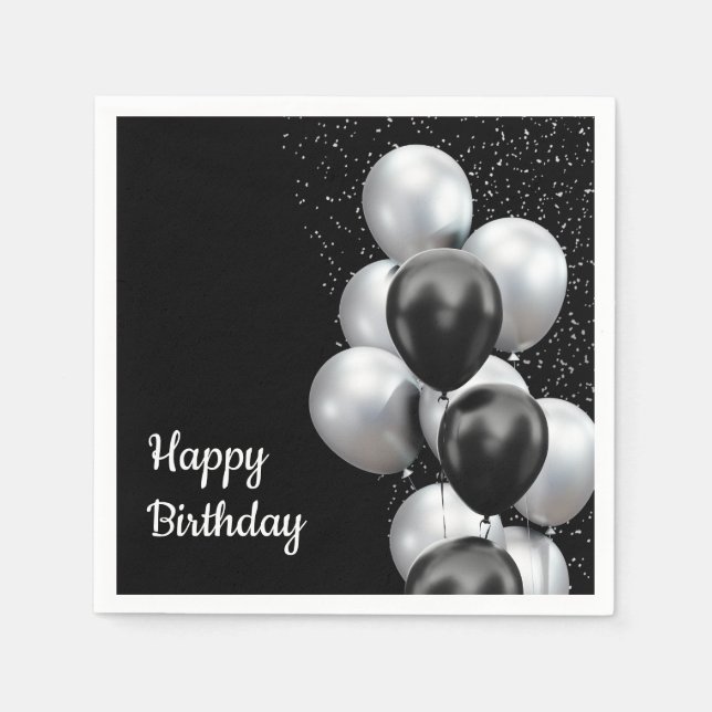 Serviette En Papier Chic Ballon Gris Noir (Devant)