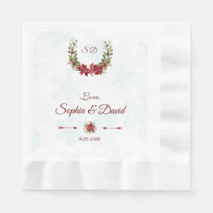 Serviette En Papier Chic Berries Bullfinch Winter Wreath Mariage