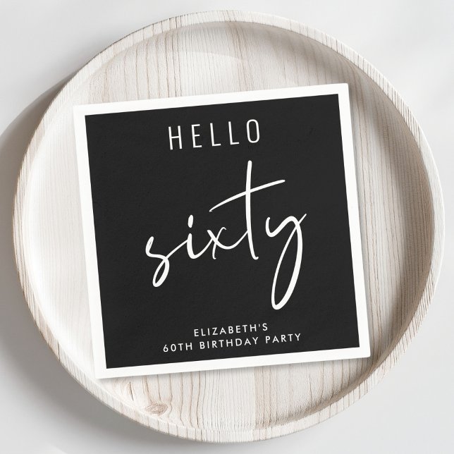 Serviette En Papier Chic Black 60th Birthday Party (Créateur téléchargé)