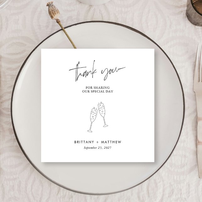 Serviette En Papier Chic Black Cursive Merci Mariage serviettes (Personalized Chic Black Cursive Wedding Thank You Napkins)