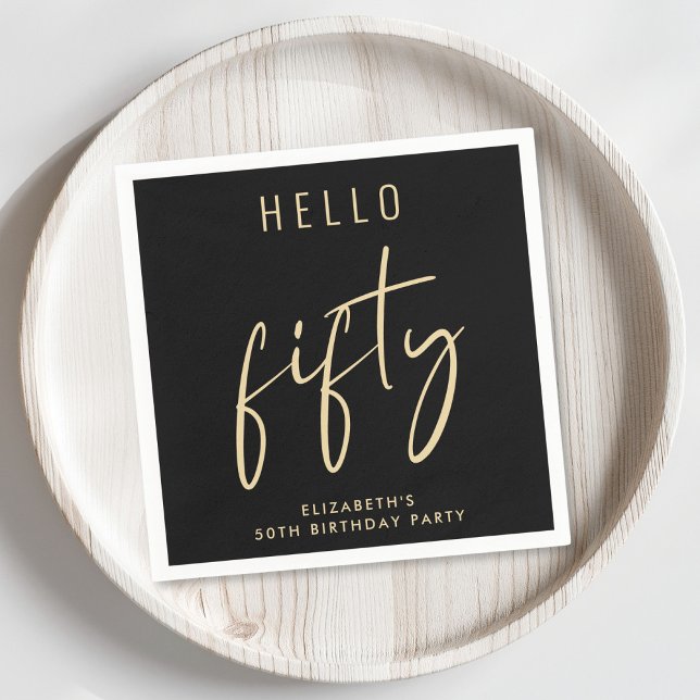 Serviette En Papier Chic Black Gold 50th Birthday Party (Créateur téléchargé)