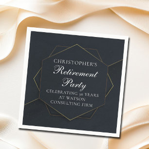 Serviette En Papier Chic Black Gold Custom Retirement Party