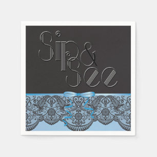 Serviette En Papier Chic Black Lace et Blue Sip et voir des serviettes