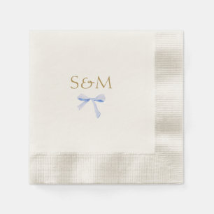 Serviette En Papier Chic blanc   Bienvenue du Mariage de ruban bleu