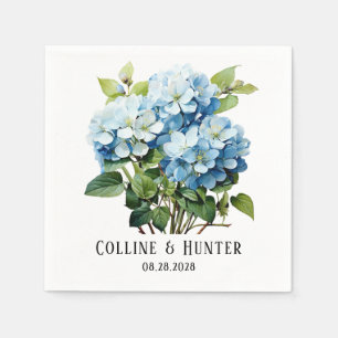 Serviette En Papier Chic Blue Hydrangea Floral Mariage