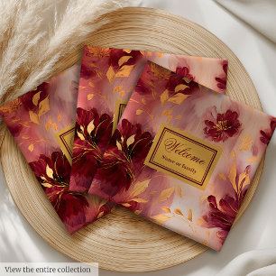 Serviette En Papier Chic Blush Bourgogne or en tissu floral serviettes