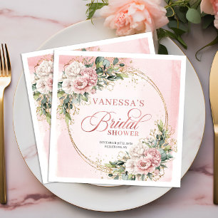 Serviette En Papier Chic Bohème Rose Gold Végétal Fête de Mariage  
