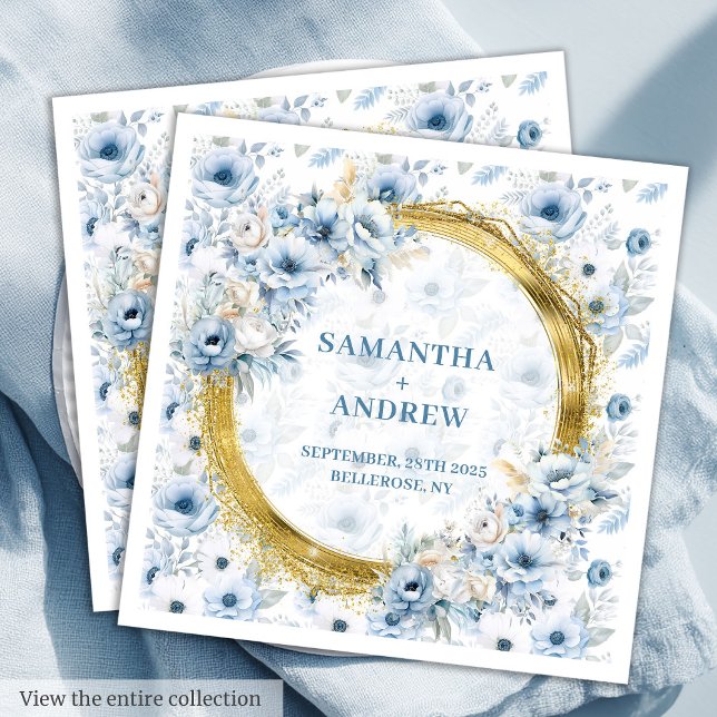 Serviette En Papier Chic Bohemian Pastel Blue Gold Sparkle Mariage Nap (Chic Bohemian Pastel Blue Gold Sparkle Wedding Nap Paper Dinner Napkins)