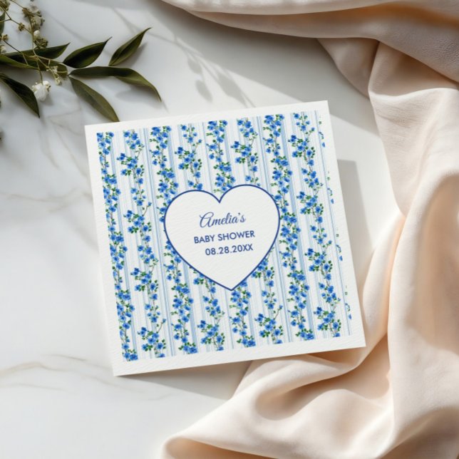 Serviette En Papier Chic Boho Blue Wildflower Boy floral Baby Shower  (Créateur téléchargé)
