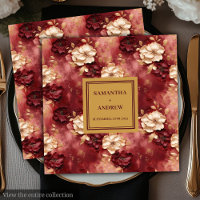 Chic Boho Bourgogne Blush Mariage Or Napkins