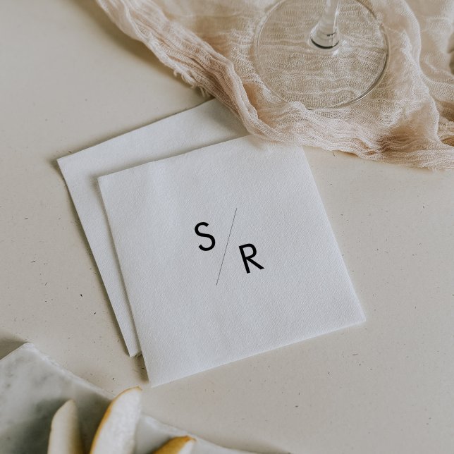 Serviette En Papier Chic Boho noir et blanc Monogrammes serviettes (Créateur téléchargé)