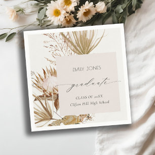 Serviette En Papier Chic Boho Protea Sec Palm Floral Photo Graduation