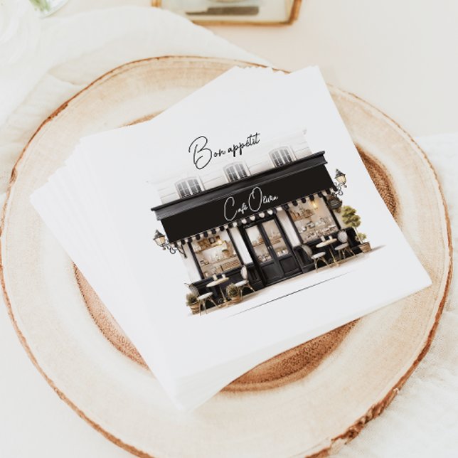 Serviette En Papier Chic Bon Appétit Noir & Blanc Café Paris Anniversa (Créateur téléchargé)