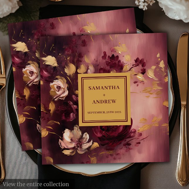 Serviette En Papier Chic Burgundy Blush Gold Mariage papier serviettes (Chic Burgundy Blush Gold Wedding Paper Napkins)