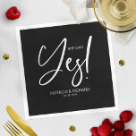 Serviette En Papier Chic Calligraphie Elle A Dit Oui Engagement<br><div class="desc">Une serviette élégante de soirée de fiançailles de calligraphie. Facile à personnaliser avec vos détails. PERSONNALISATION : Si vous avez besoin de personnalisation de la conception,  veuillez me contacter par conversation ; si vous avez besoin d'informations sur votre commande,  les options d'expédition,  etc,  veuillez contacter directement Zazzle support.</div>