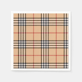 Serviette En Papier Chic Carreaux Chaud Tan Base Blanc Noir Brun Tarta