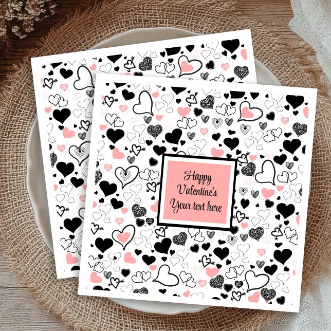 Serviette En Papier Chic Custom Valentine’s Day Heart Sketch Tableware (Custom Valentine’s Day Heart Sketch Tableware Napkins)