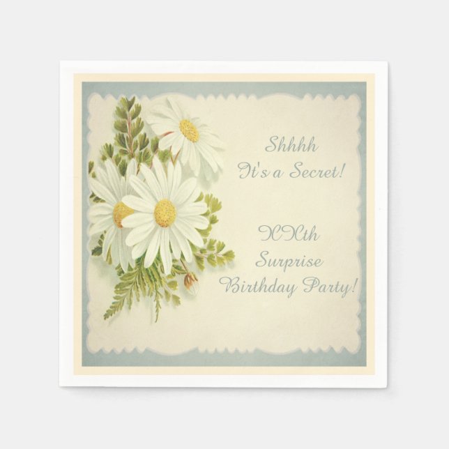 Serviette En Papier Chic Daisers Vintages Surprise Service d'Anniversa (Devant)