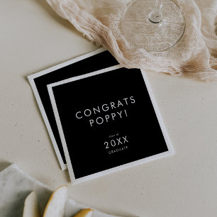 Serviette En Papier Chic Dark Black Congrats Graduate Name Graduate