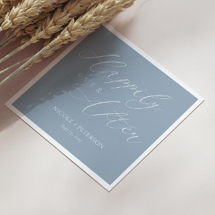 Serviette En Papier Chic Dusty Bleu & Blanc Heureux Jamais Après Maria