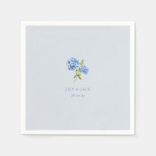 Serviette En Papier Chic Dusty Blue Floral Hydrangea Mariage