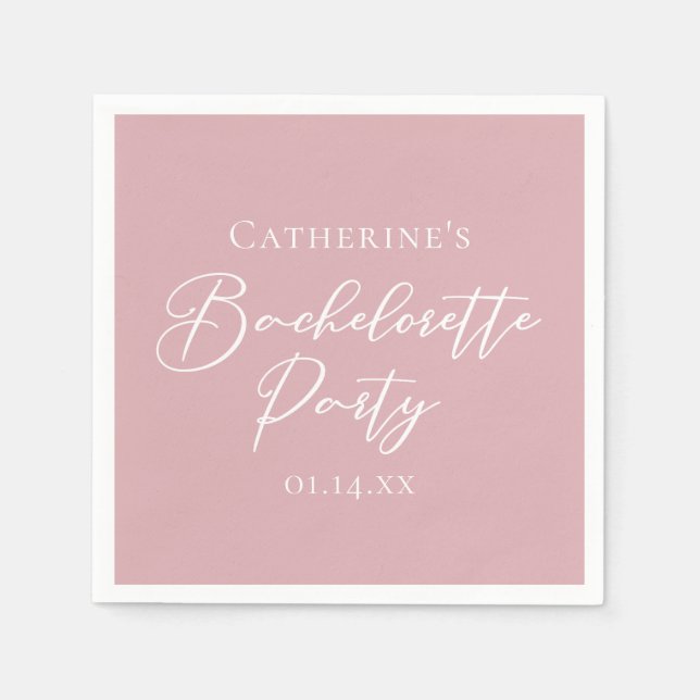 Serviette En Papier Chic Dusty Rose Pink Bachelorette Party (Devant)
