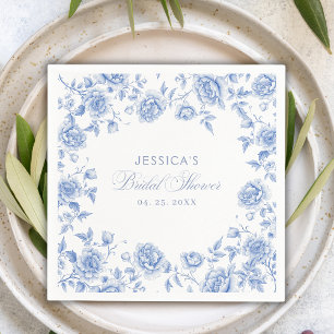 Serviette En Papier Chic Elegant Bleu Toile Chinoiserie Fête des marié