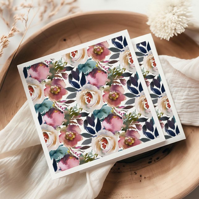 Serviette En Papier Chic Elegant Romantic Dark Rose Mariage (Créateur téléchargé)