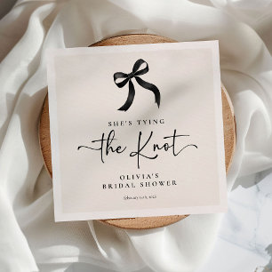 Serviette En Papier Chic Elle Noue le Nœud Noir Fête de Mariage avec u