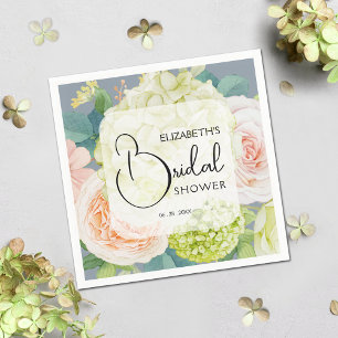 Serviette En Papier Chic Floraux aquarelles Fête des mariées bleu pous