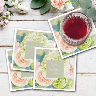 Serviette En Papier Chic Floraux Aquarelles Sage Green Napkins