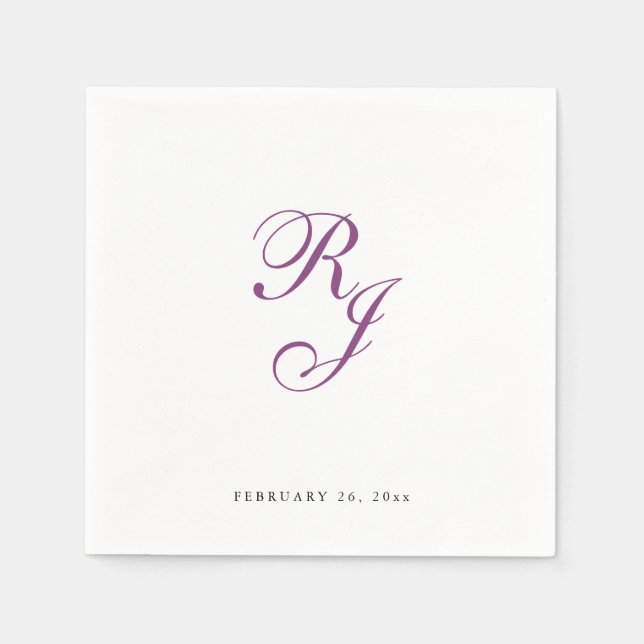 Serviette En Papier Chic framboise Monogram Mariage serviettes (Devant)