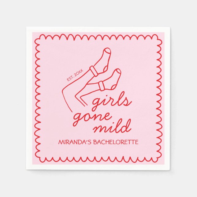 Serviette En Papier Chic Girls Gone Mild manuscrit Bachelorette (Devant)