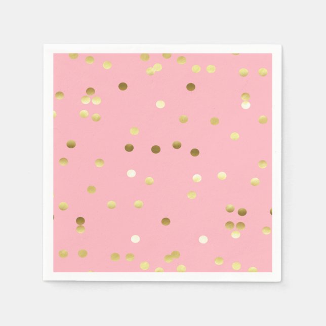 Serviette En Papier Chic Gold Foil Confetti clair rose (Devant)