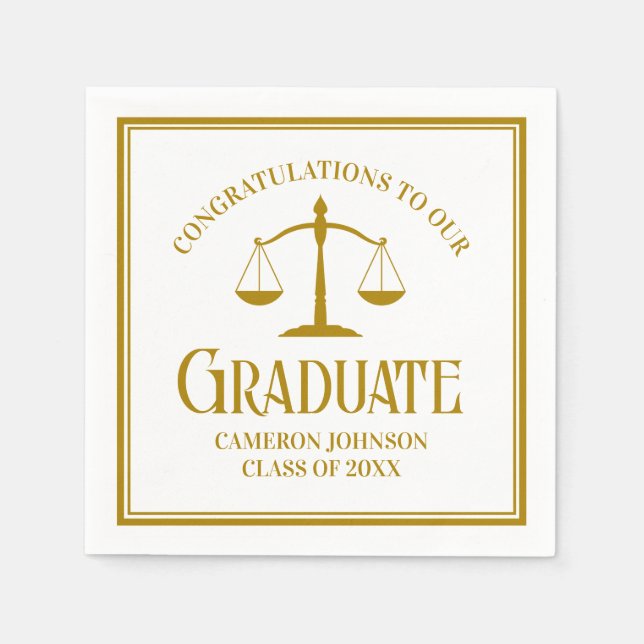Serviette En Papier Chic Gold Law School Custom Graduation Party (Devant)