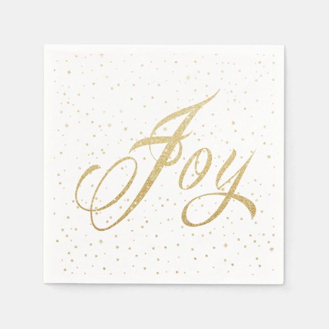 Serviette En Papier Chic Gold & White Sparkles Joie Noël (Devant)