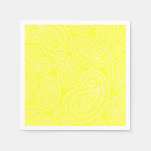 Serviette En Papier Chic Jaune Paisley Floral Design Mariage