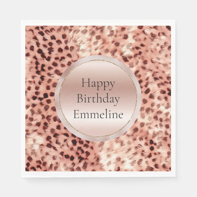 Serviette En Papier Chic Joli Rose Gold Leopard (Devant)