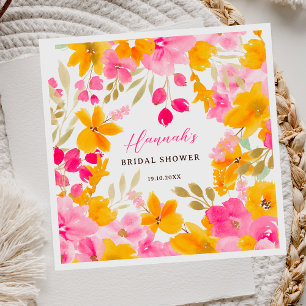 Serviette En Papier Chic jolie rose floral aquarelle mariage