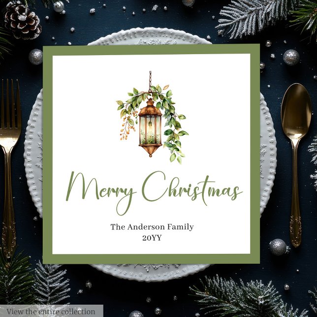 Serviette En Papier Chic Lanterne de Noël Bohème Rustique pour Dîner   (Chic Bohemian Christmas Lantern Rustic Dinner Napkins)