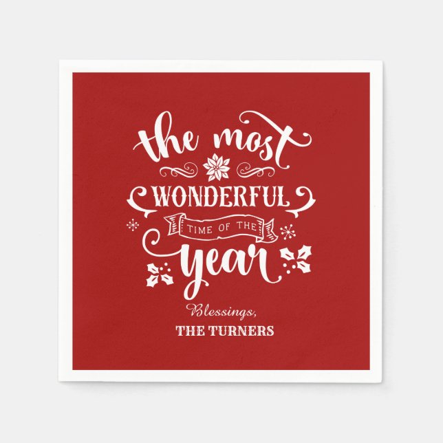 Serviette En Papier Chic Le Temps le plus merveilleux de l'année Monog (Devant)