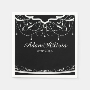 Serviette En Papier Chic lustre Floral Mariage noir