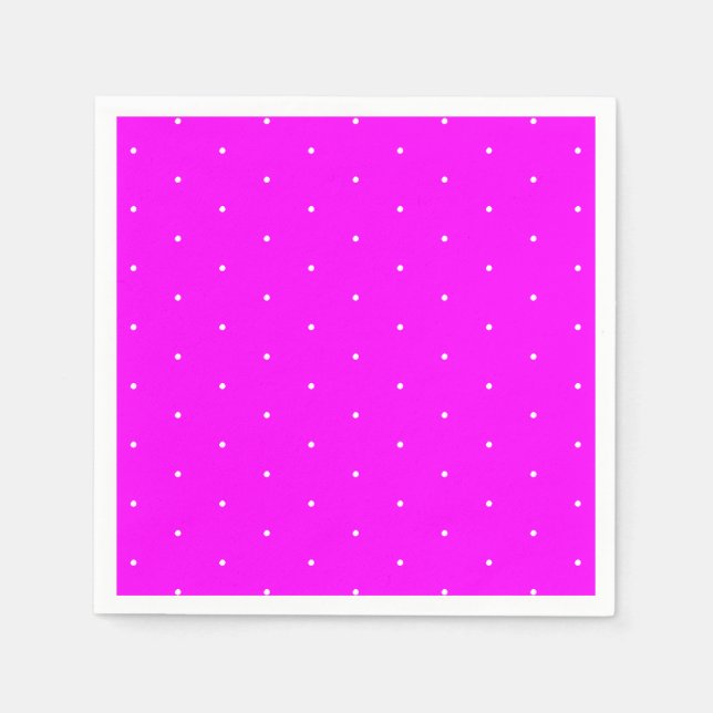 Serviette En Papier Chic magenta blanc petit papier motif pois (Devant)