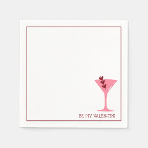 Serviette En Papier Chic Martini Saint Valentin Cocktail rose et rouge
