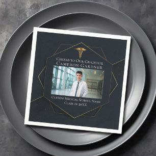Serviette En Papier Chic Médicale School Photo Black Graduation Party